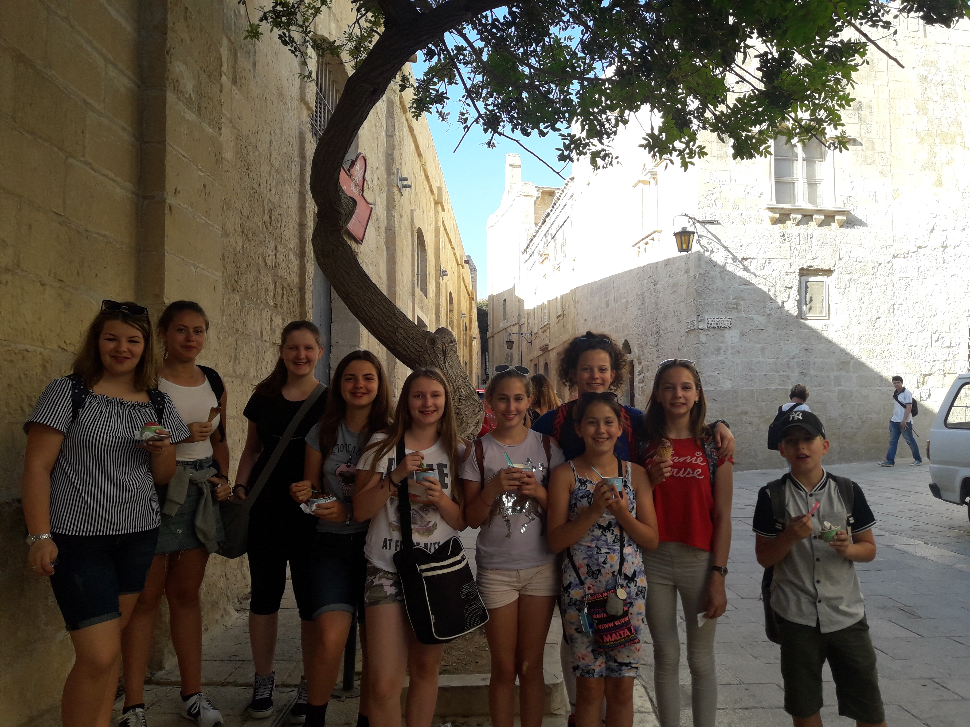 GSE Malta group of young learners learning English in Malta during Mdina trip