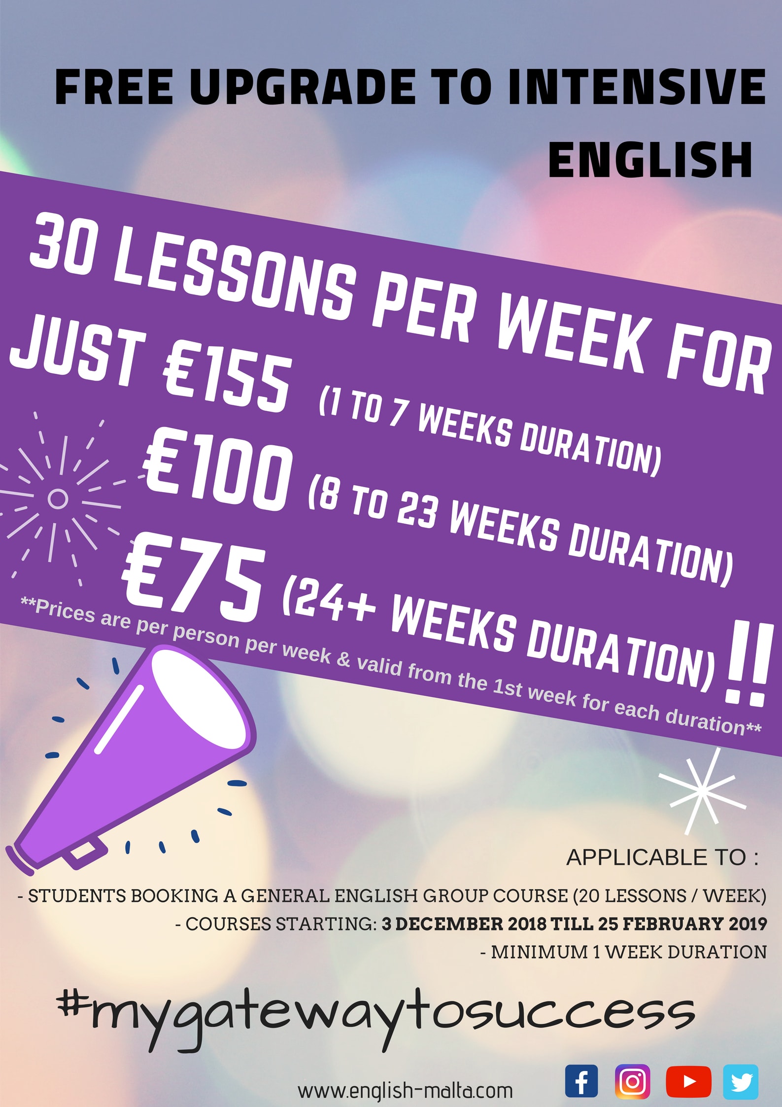 Gateway School of English Special Offer Free English Courses Malta Sprachreisen Intercambio Cursos Idiomas Sejours Linguistiques Apprendre Anglais Vacanza Studio