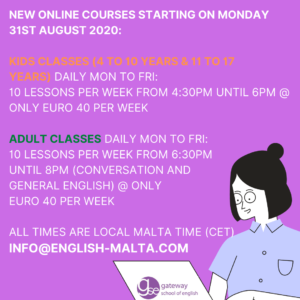 English Online courses for adults and Kids winter autumn and spring GSE Gateway School of English