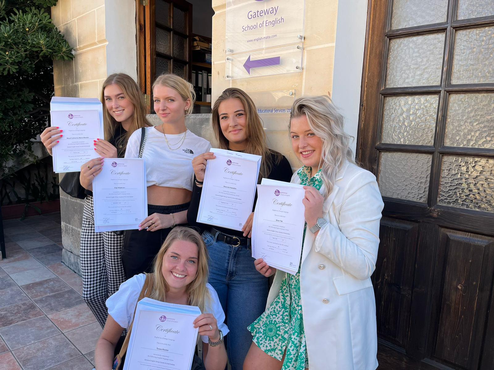 Malta Gateway School of English GSE end of course certificate Dutch students